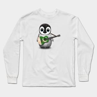 Baby Penguin Playing Pakistani Flag Guitar Long Sleeve T-Shirt